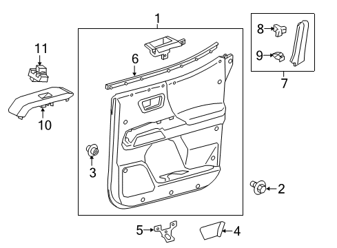 2017 Toyota Tacoma Front Door Door Trim Panel Diagram for 67630-04100-C5