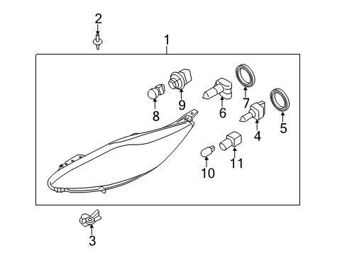 2012 Ford Fiesta Bulbs Headlamp Assembly Diagram for CE8Z-13008-A