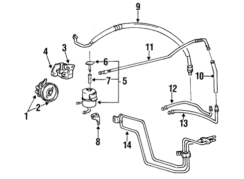 1993 Hyundai Elantra P/S Pump & Hoses, Steering Gear & Linkage Bracket-Power Steering Oil Pump Mounting Diagram for 57225-28400