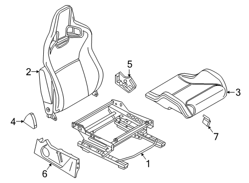 2015 Nissan Juke Passenger Seat Components Cushion Assy-Front Seat Diagram for 87300-3YW5A
