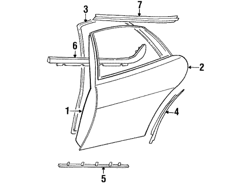 1997 Plymouth Breeze Rear Door WEATHERSTRIP-Rear Door Opening Diagram for 4814781AB