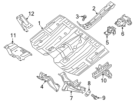 2015 Nissan Pathfinder Pillars, Rocker & Floor - Floor & Rails Bracket Assembly-Body Mounting 2ND LH Diagram for 74361-9NB0A
