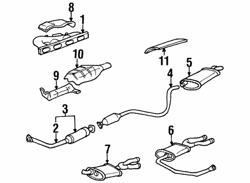 1993 Oldsmobile Achieva Exhaust Manifold Muffler Assembly W/Tailpipe Diagram for 22573178