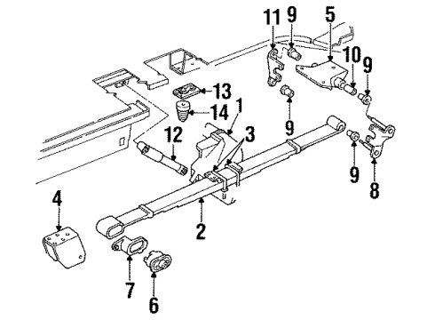 1992 Dodge Grand Caravan Rear Axle, Stabilizer Bar, Suspension Components Bracket Actuator Diagram for 4383245