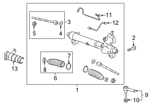 2012 Chevrolet Captiva Sport P/S Pump & Hoses, Steering Gear & Linkage Gear Assembly Diagram for 19257638