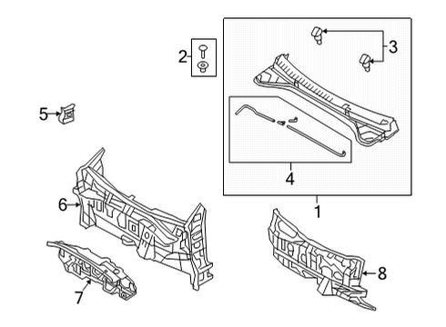 2022 Hyundai Ioniq 5 Cowl PANEL ASSY-COWL & DASH COMPL Diagram for 64200-GI000