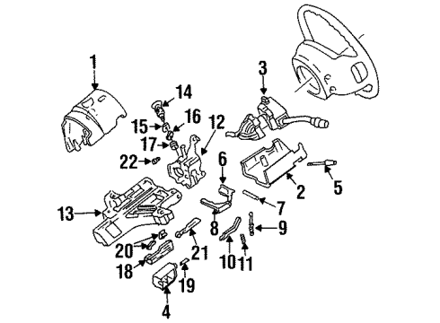 1996 Ford Ranger Steering Column Housing & Components, Shroud, Switches & Levers Cylinder & Keys Diagram for F57Z-1022050-A