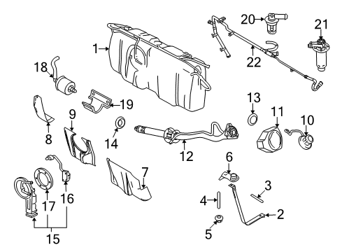2004 Lincoln Town Car Fuel Supply Fuel Filter Bracket Diagram for F8AZ-9180-AA