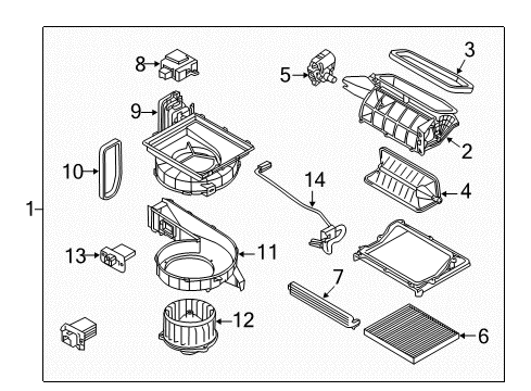 2014 Kia Sedona Auxiliary Heater & A/C Blower Unit Diagram for 972004D102