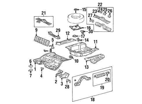 2000 Lexus LS400 Rear Floor & Rails Member, Center Floor Cross, No.2 Diagram for 57462-50020