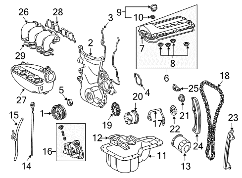 2004 Pontiac Vibe Intake Manifold Gasket, Engine Front Cover Diagram for 88969520