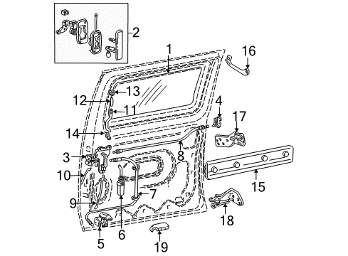 2003 Ford E-150 Side Loading Door Glass & Hardware Lock Knob Grommet Diagram for E9UZ-1521999-A