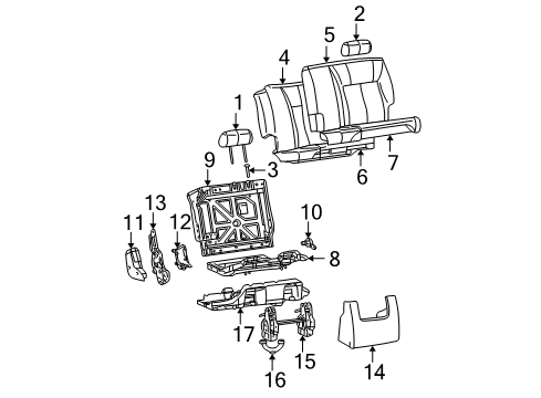 2004 Chevrolet Trailblazer EXT Rear Seat Components Cushion Cover Diagram for 88983410