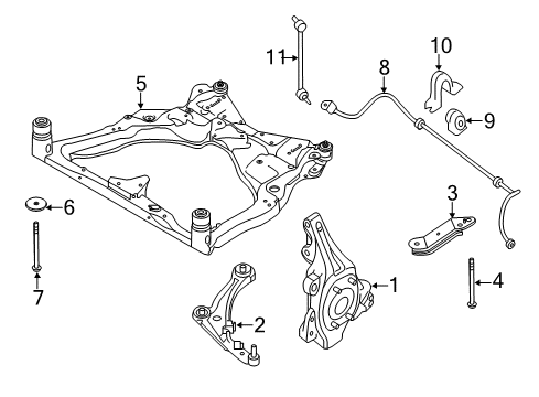 2014 Infiniti QX60 Front Suspension Components, Lower Control Arm, Stabilizer Bar Washer Diagram for 54376-3JA0A