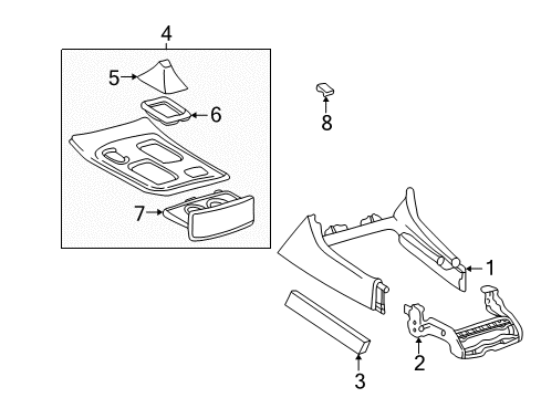 2000 Toyota Land Cruiser Front Console Upper Console Diagram for 58804-60131