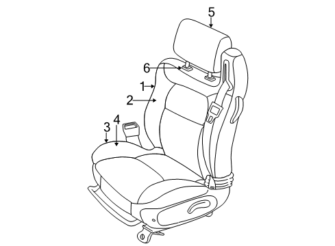2006 Chrysler Sebring Front Seat Components Front Seat Cushion Diagram for 1AQ071DVAA