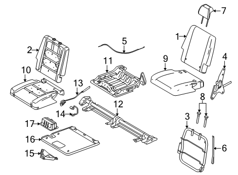 2008 Ford Taurus X Rear Seat Components Seat Cushion Pad Diagram for 5F9Z-7463840-DA