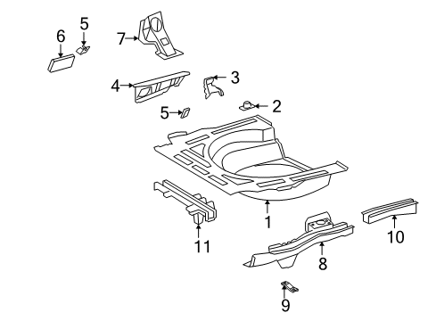 2009 Toyota Corolla Rear Body - Floor & Rails Rear Crossmember Diagram for 57606-12260