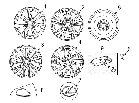 2018 Lexus RX450h Wheels Wheel, Disc Chrome P Diagram for 4261A-0E160