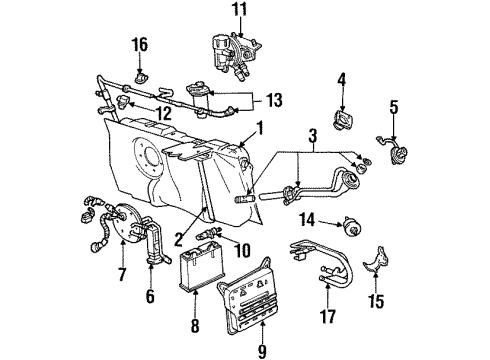 1999 Mercury Grand Marquis Fuel System Components Fuel Pump Diagram for XW1Z-9H307-AG