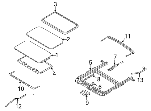 2009 Ford Taurus Sunroof Side Bracket Diagram for 5G1Z-5451890-AA