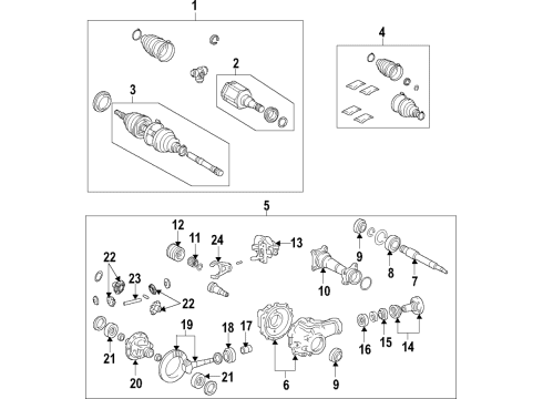 2018 Toyota Tacoma Front Axle, Axle Shafts & Joints, Differential, Drive Axles, Propeller Shaft Gear Kit, Differential Diagram for 41039-35010