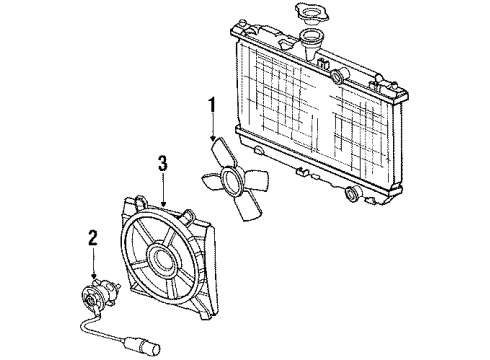 1988 Honda CRX Cooling System, Radiator, Water Pump, Cooling Fan Shroud (Denso) Diagram for 19015-PM3-003