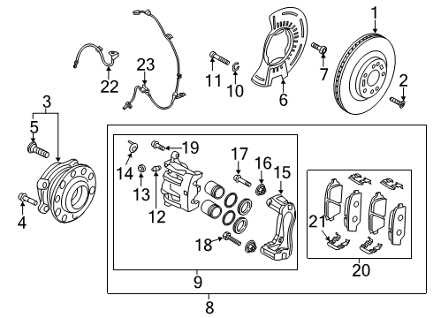 2021 Hyundai Palisade Front Brakes Rod Assembly-Guide(A) Diagram for 581614H000