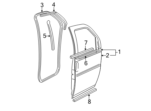 2013 Chevrolet Express 2500 Front Door Door Weatherstrip Diagram for 84979904