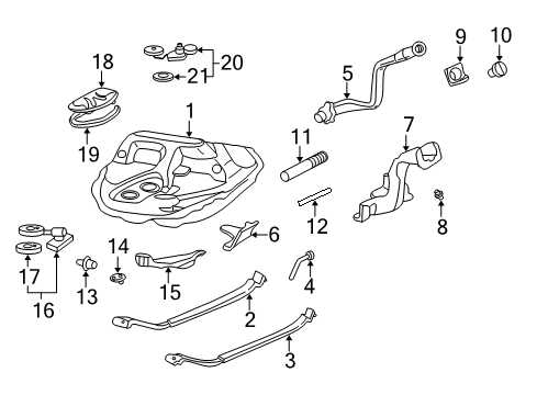 1996 Honda Civic Fuel Supply Band Assembly, Passenger Side Fuel Tank Mounting Diagram for 17521-SR3-000