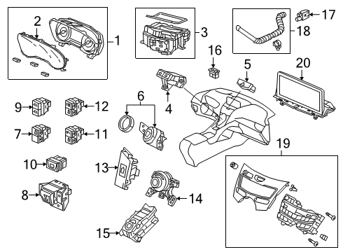 2022 Acura RDX Cluster & Switches, Instrument Panel Switch Assembly (Premium Black Metallic) Diagram for 79610-TJB-A11ZA