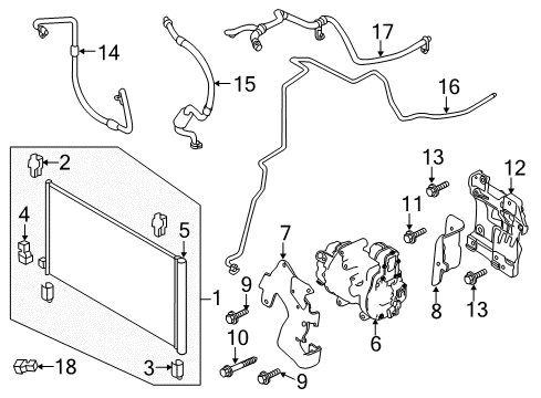 2019 Nissan Rogue A/C Condenser, Compressor & Lines Bracket-Condenser Diagram for 92115-4BB1A