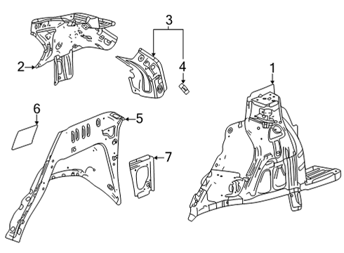 2022 Buick Encore GX Inner Structure - Quarter Panel Inner Quarter Panel Diagram for 60003509