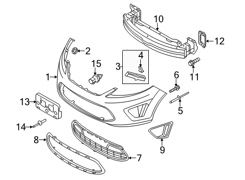 2013 Ford Fiesta Front Bumper Bumper Cover Diagram for AE8Z-17D957-AAPTM