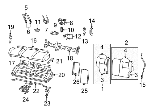 2008 Jeep Grand Cherokee Rear Seat Components CUPHOLDER Diagram for 1BG491DVAA