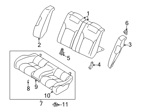 2004 Chrysler Sebring Rear Seat Components Rear Seat Cushion Cover Diagram for MR646207