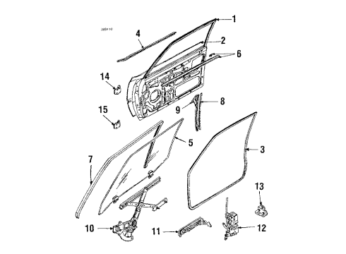 1985 Nissan Sentra Front Door Molding-Front Out RH Diagram for 80820-35A00