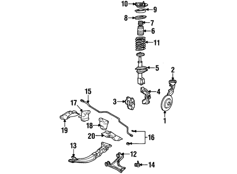 1984 Buick Skyhawk Front Suspension Components, Lower Control Arm, Stabilizer Bar Shaft, Front Stabilizer Diagram for 22596725