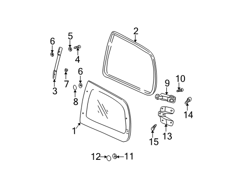 2002 Kia Sedona Side Panel - Glass & Hardware Screw Diagram for K997640420B