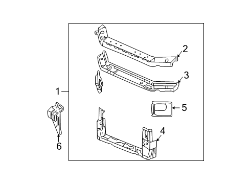 1997 Buick Regal Radiator Support Lock Support Diagram for 10405763