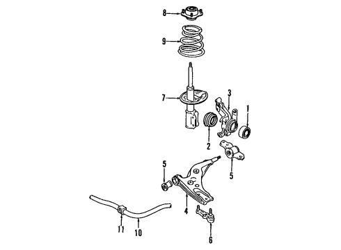 2001 Ford Escort Front Suspension Components, Lower Control Arm, Stabilizer Bar Strut Diagram for XS4Z-18124-SRL