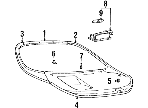 1997 Hyundai Tiburon Bulbs Damper-Covering Shelf Center Trim Diagram for 85956-27000