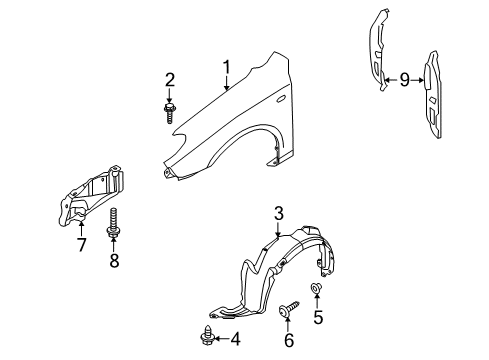 2009 Hyundai Elantra Fender & Components Front Wheel Guard Assembly, Left Diagram for 86811-2L000