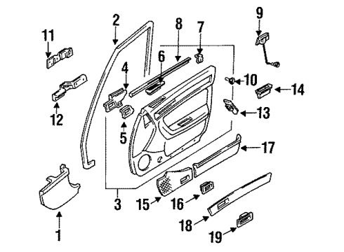 1993 Acura Vigor Interior Trim Clip, Door Lining Diagram for 91560-SL4-003