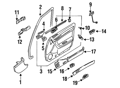 1992 Acura Vigor Front Door Motor Assembly, Passenger Side Window Diagram for 72215-SL5-A01