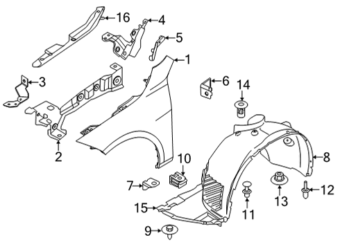 2022 BMW M235i xDrive Gran Coupe Fender & Components COVER FOR WHEELHOUSING, FRON Diagram for 51717436637