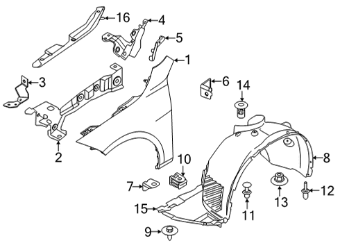 2022 BMW M235i xDrive Gran Coupe Fender & Components SUPPORT, SEAL, LEFT Diagram for 51767450921