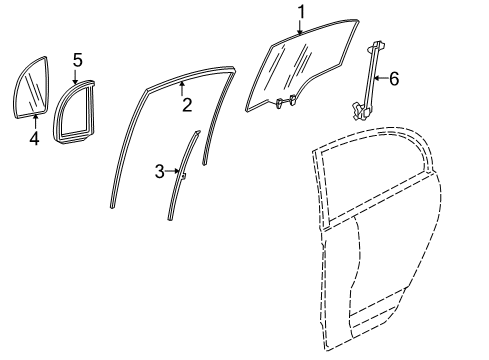 2006 Honda Civic Rear Door Glass, L. RR. Door Quarter (Green) (Nippon Safety) Diagram for 73455-SNA-A10