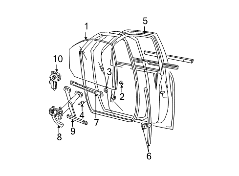 2004 Ford Freestar Front Door - Glass & Hardware Run Channel Diagram for 3F2Z-1621547-AA