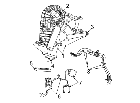 2007 Dodge Caravan Auxiliary Heater & A/C Tube-Supply & Return W/AUX. Heat Diagram for 4677484AC